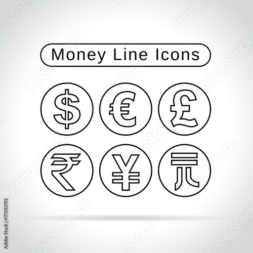 money icons on white background