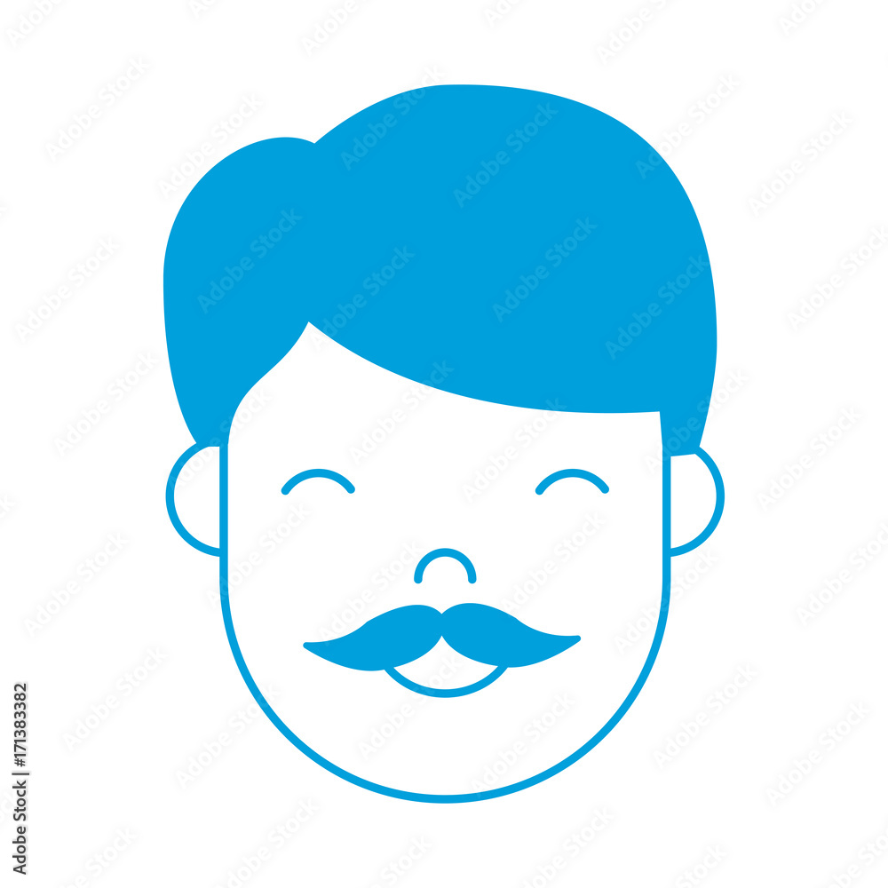 cartoon man with mustache icon over white background colorful design vector illustration