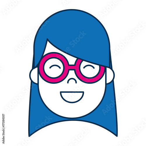 woman with glasses icon over white background colorful design vector illustration
