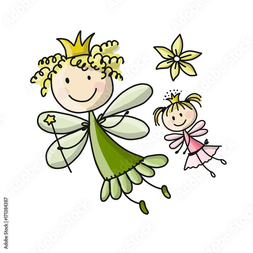 Cute fairies, sketch for your design