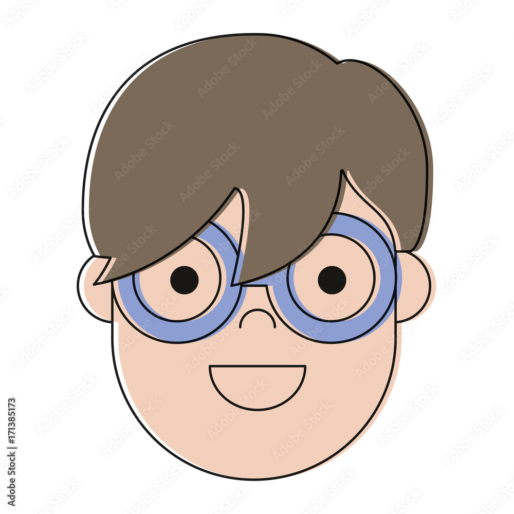 man with glasses icon over white background colorful design vector illustration