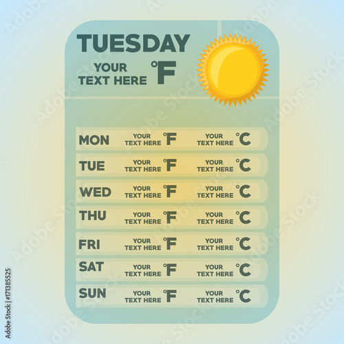 Sunny day of weather calendar and climate theme Vector illustration