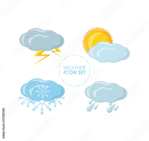 Icon set of weather and climate theme Vector illustration