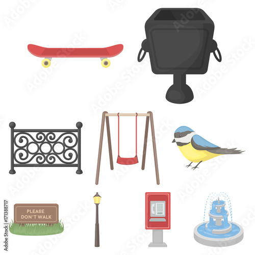 Park set icons in cartoon style. Big collection of park vector symbol stock illustration