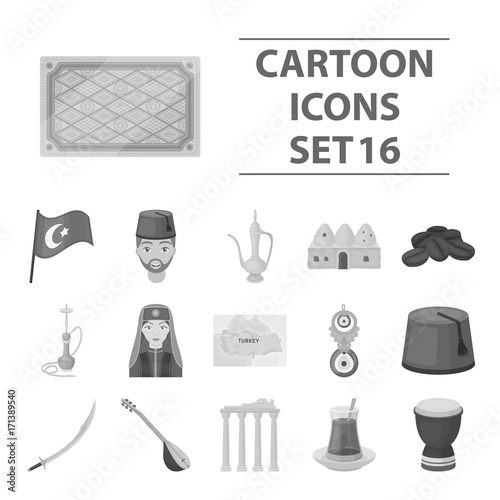 Turkey set icons in monochrome style. Big collection of Turkey vector symbol stock illustration
