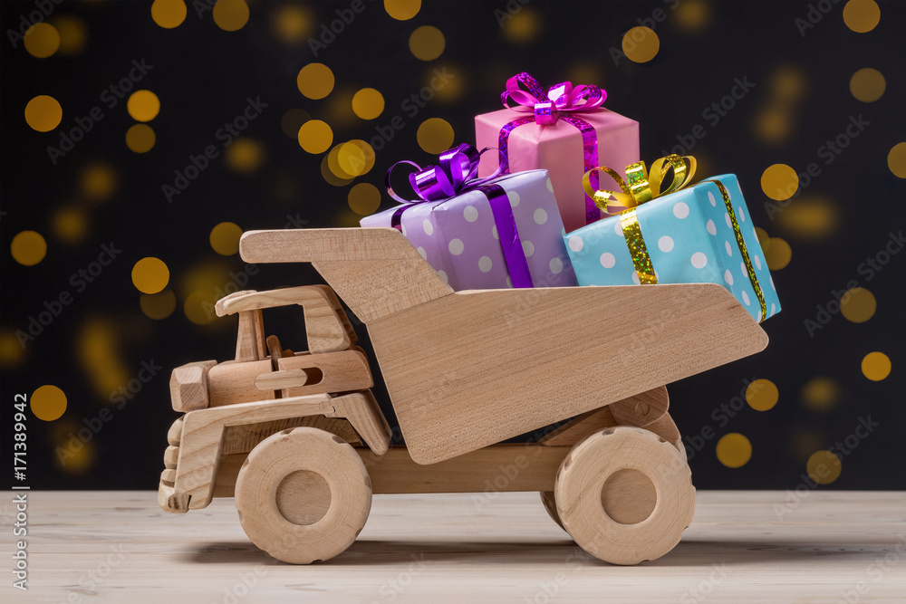 Car with gifts. Car with gifts.