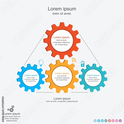 Abstract infographics template with gears,business concept infographic,vector illustration