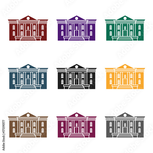 Museum icon in black style isolated on white background. Building symbol stock vector illustration.