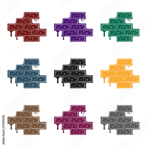Brick wall icon in black style isolated on white background. Build and repair symbol stock vector illustration.
