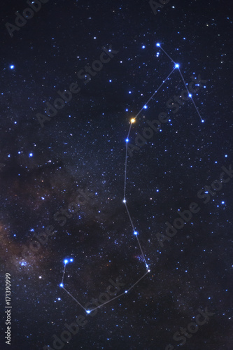 Obraz na płótnie Constellation Scorpius and milky way galaxy w salonie