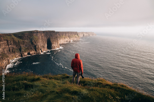 Overlooking Cliffs of Moher in Ireland.