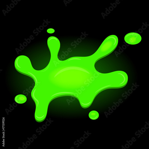 Green blot. Radioactive slime on dark background
