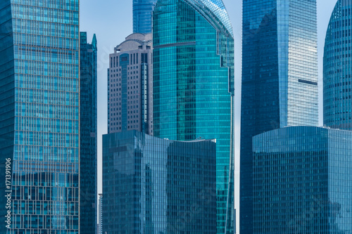 Close-Up Of Modern Office Buildings in shanghai