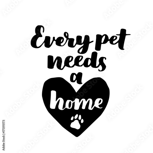 Vector lettering set with saying about cat adoption. Don't shop, adopt. Modern calligraphy phrases on isolated background.