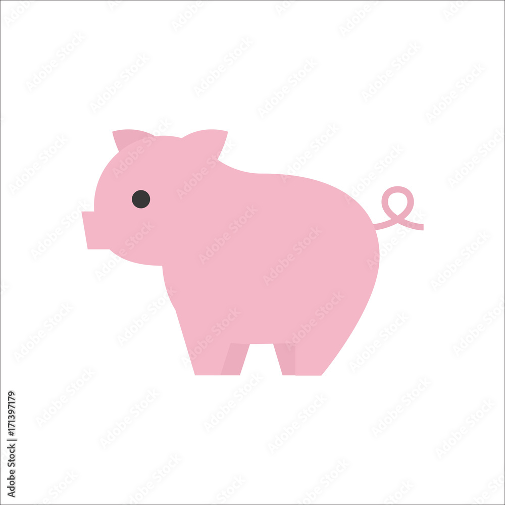 pig icon side view, flat design vector pig icon side view, flat design vector