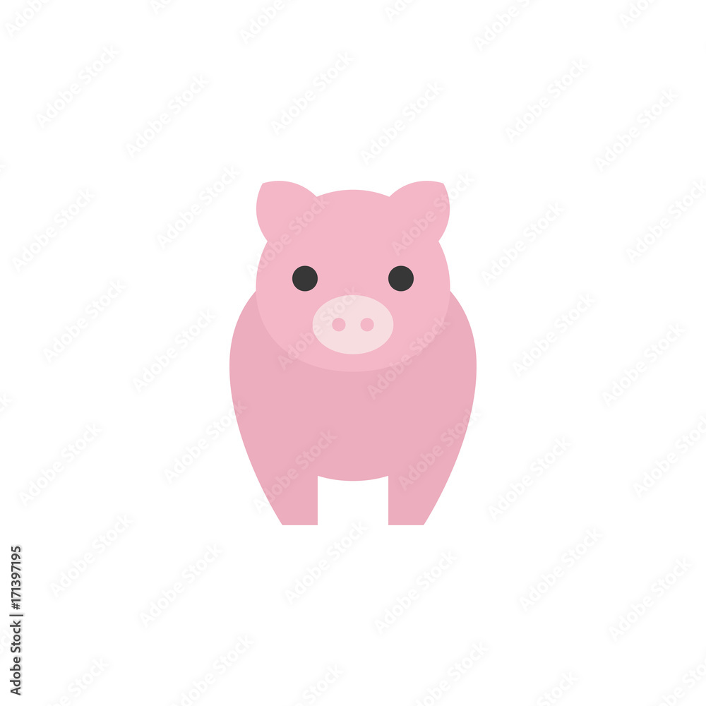 pig icon front side, flat design vector pig icon front side, flat design vector