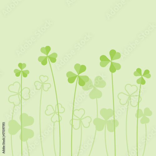 shamrock or clover background, silhouette,line and flat vector design