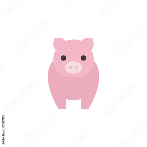pig icon front side  flat design vector