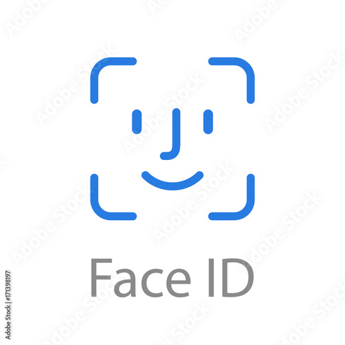 Face id Icon Blue color. Vector illustration