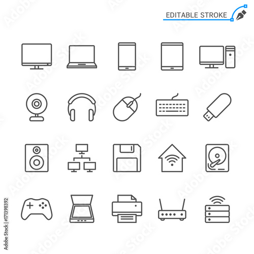 Computer line icons. Editable stroke. Pixel perfect.