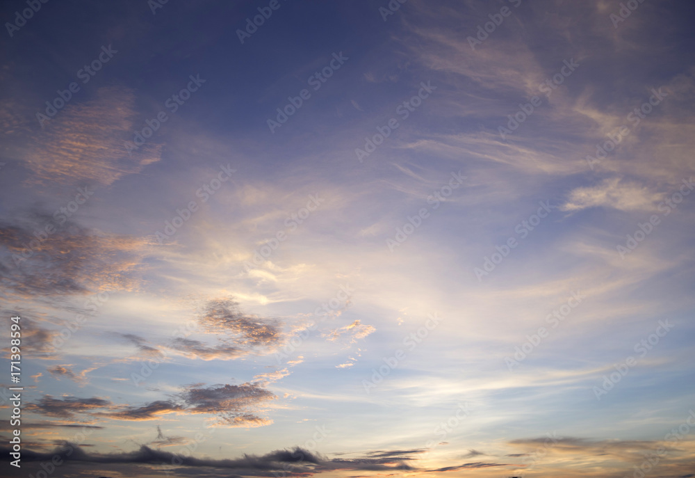 Morning sky with clouds and the sun ray background