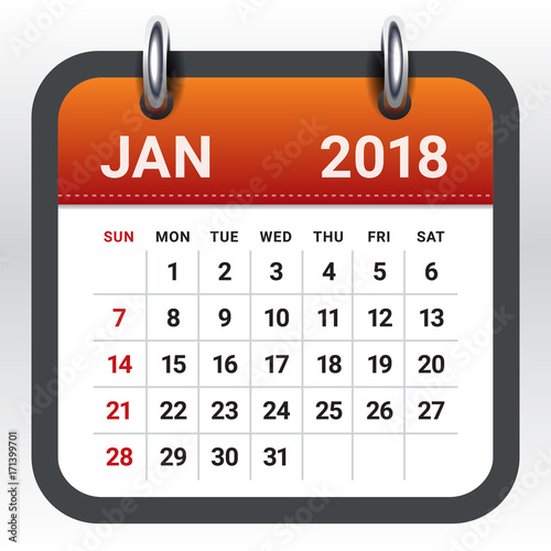 January 2018 calendar vector illustration