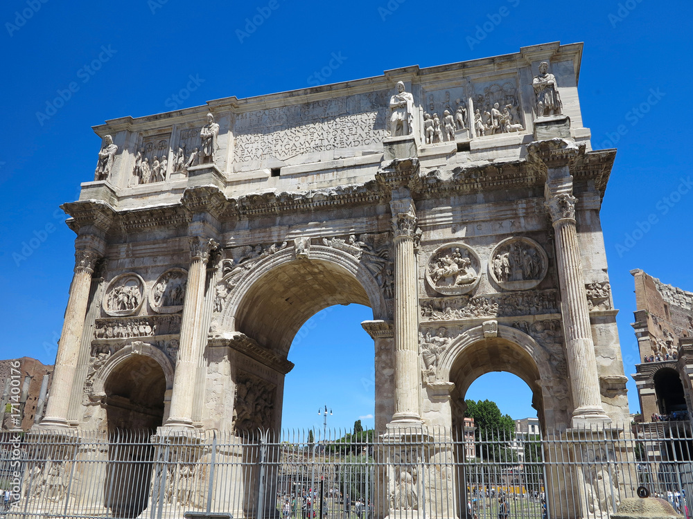 19.06.2017, Rome, Italy, Europe: Famous Arch of Constantine over blue sky