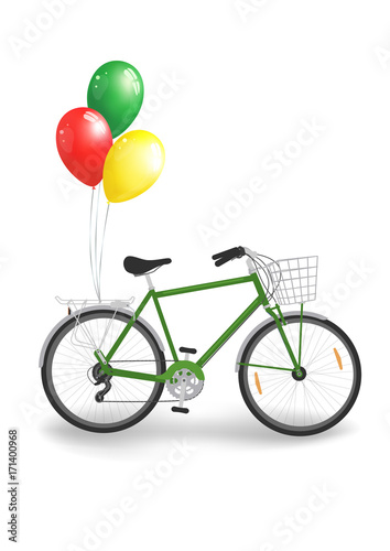 green bike with balloons © N.Savranska