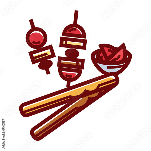 Tender cheese sticks and caprese appetizer isolated illustration