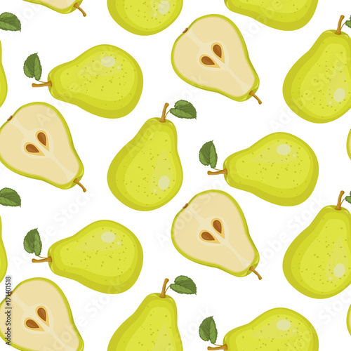 Seamless fabric. Tile for your design. Fresh pear icon vector