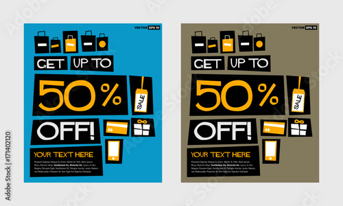 Get up To 50% Off! (Flat Style Art Vector Sale Illustration For Offers and Discounts)