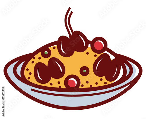Hot Mediterranean risotto in deep bowl isolated illustration