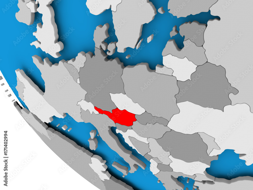 Naklejka premium Austria on political globe