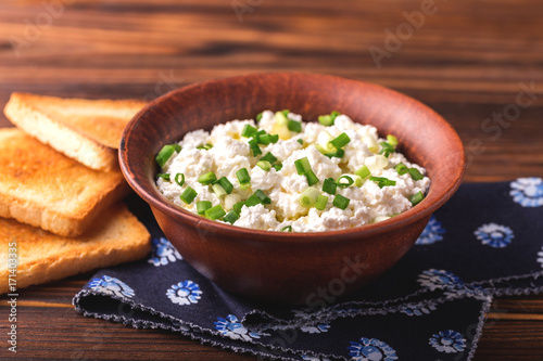 Goat cream cheese with green onions, dip sauce