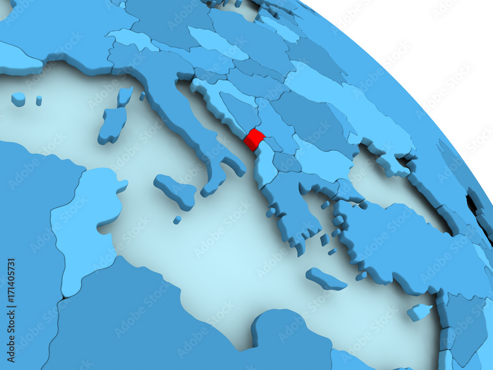 Montenegro on blue globe Montenegro on blue globe