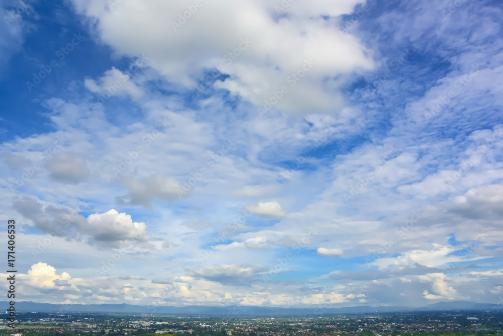 blue sky and clouds over chiang mai  city