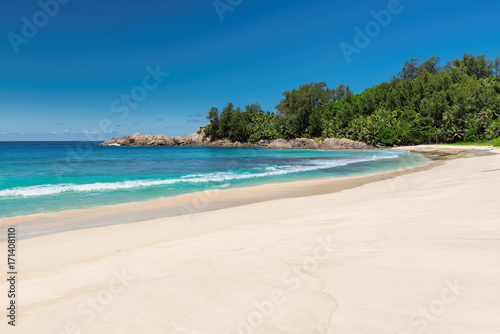 Untouched tropical beach in Seychelles.