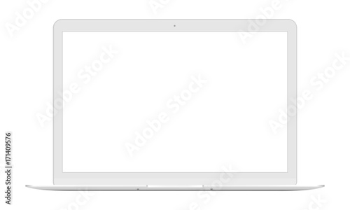 Laptop front view -  white mockup isolated. Vector illustration