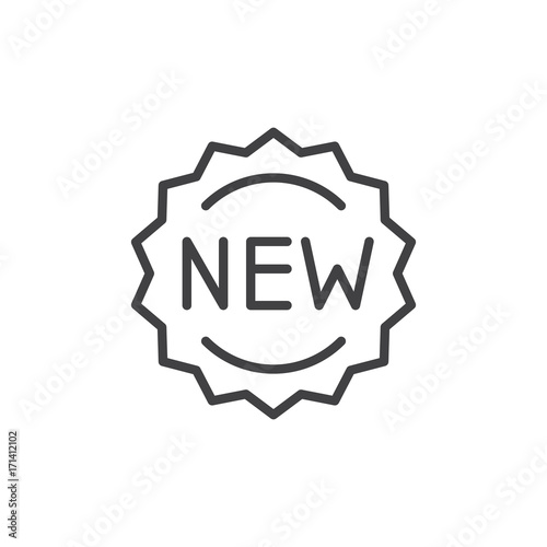 New label line icon, outline vector sign, linear style pictogram isolated on white. Symbol, logo illustration. Editable stroke. Pixel perfect vector graphics