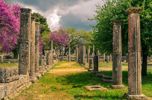 The archaeological site of ancient Olympia. The place where olympic games were born in classical times and where the Olympic torch today is ignited. photo