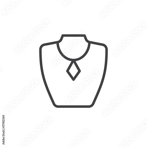 Necklace display line icon, outline vector sign, linear style pictogram isolated on white. Jewelry bust symbol, logo illustration. Editable stroke. Pixel perfect vector graphics