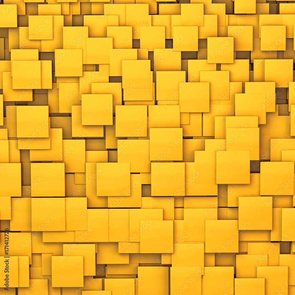 3d render of abstract yellow chaotic cubes background 3d render of abstract yellow chaotic cubes background
