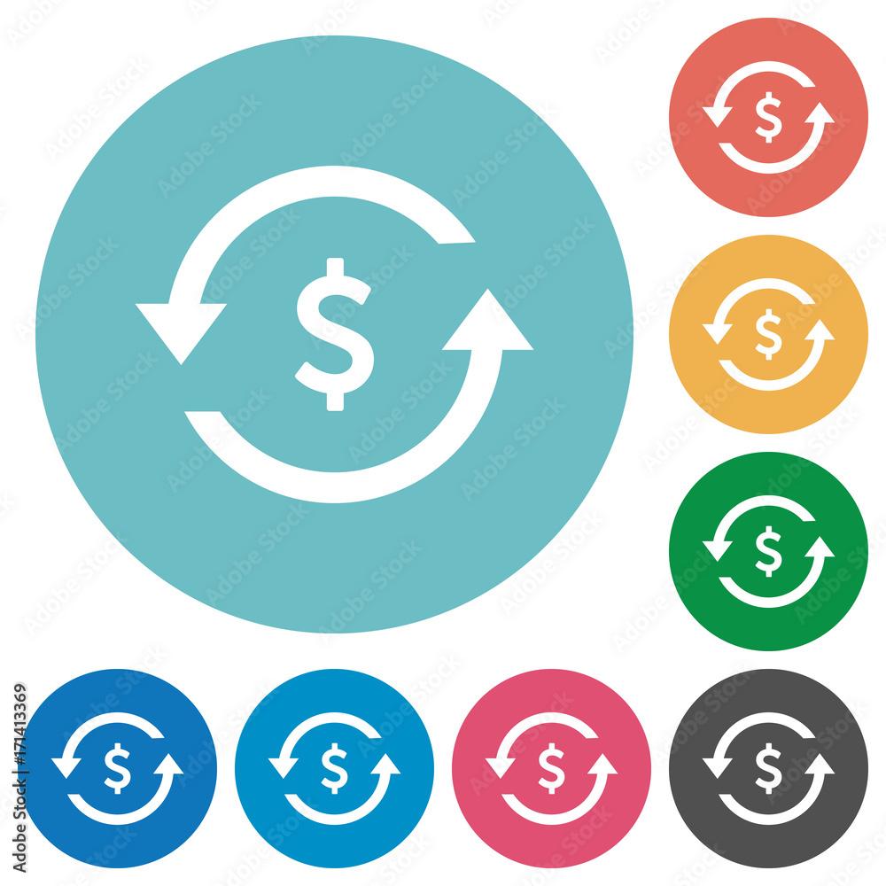 Dollar pay back flat round icons Dollar pay back flat round icons