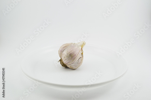Garlic on white space