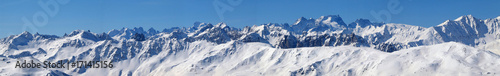High mountains under snow in the winter Panorama landscape