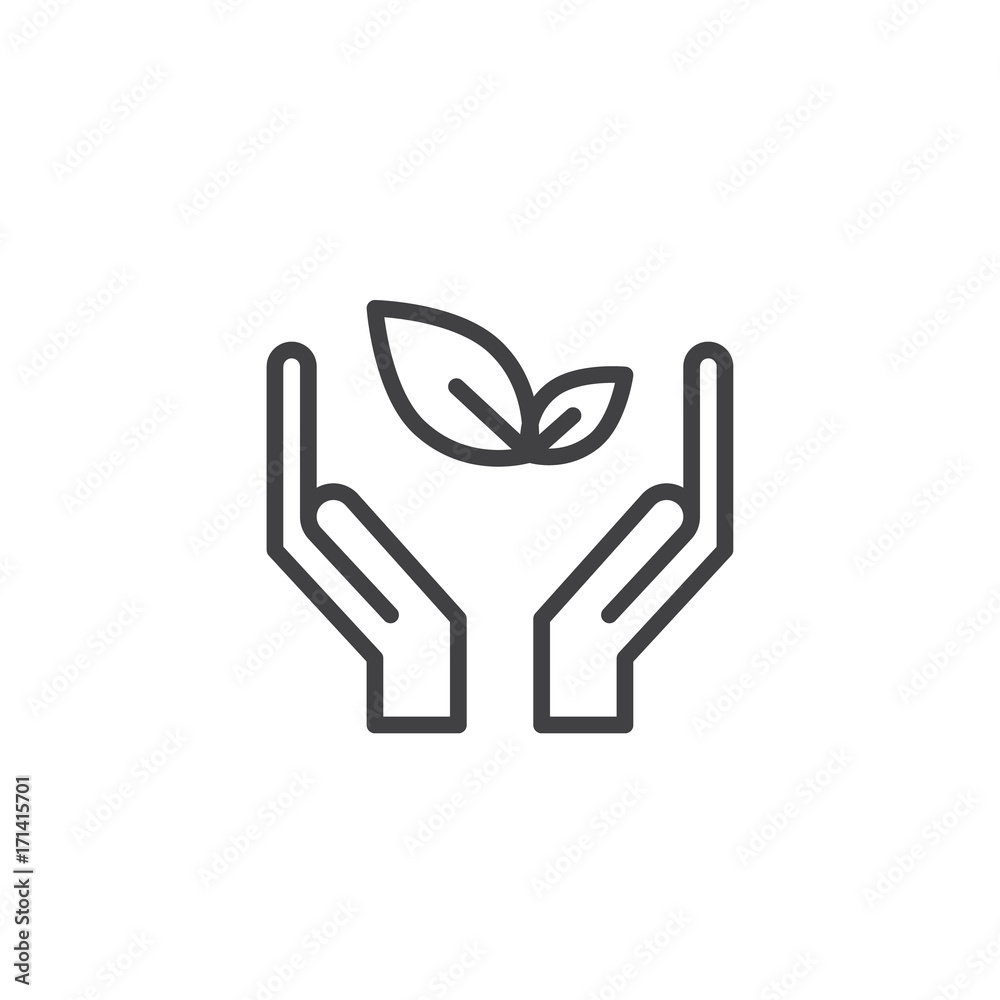 Hands with leaf icon vector, filled flat sign, solid pictogram isolated on white. Ecology symbol, logo illustration