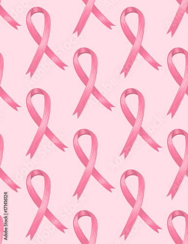National Breast Cancer Awareness Month. Seamless pattern with pink ribbon. October. Women's health. Female Disease. Oncology. Background with symbol. Wrapping or wallpaper. Vector illustration, eps10