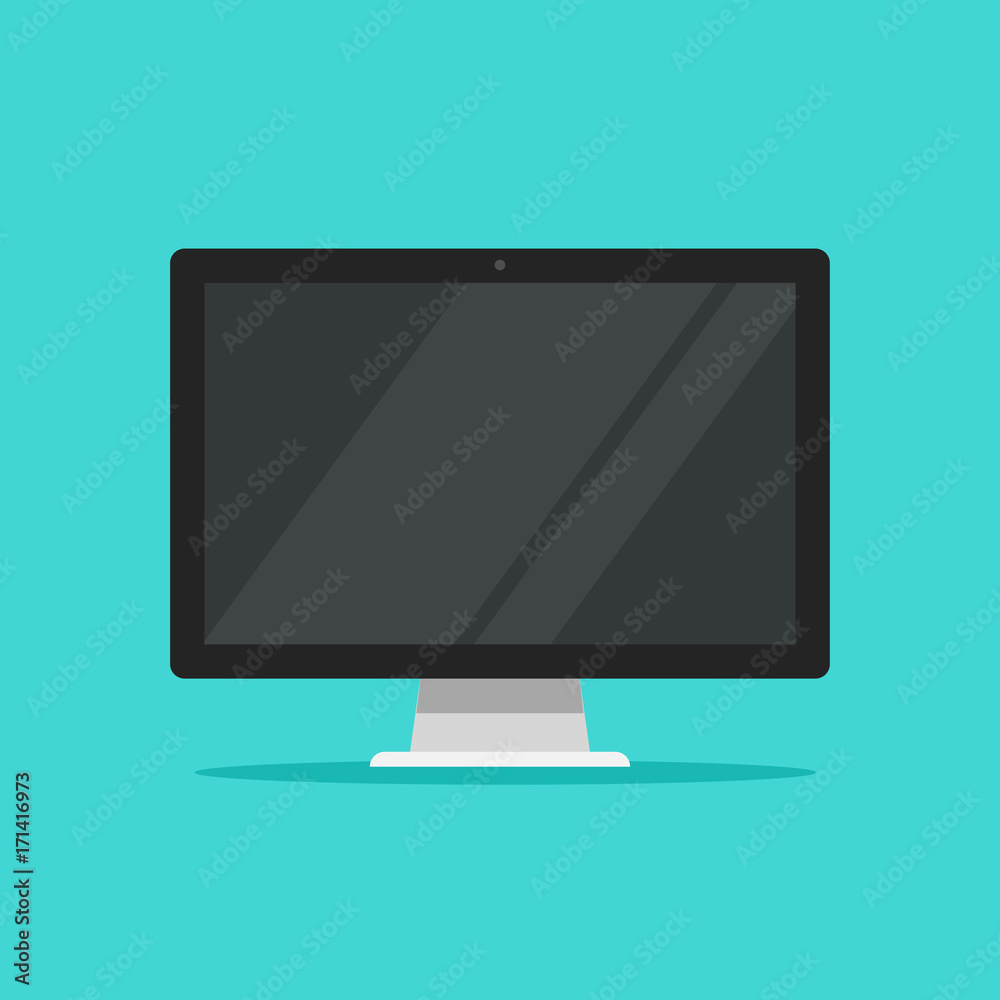 Monitor blank screen flat icon vector illustration, cartoon desktop pc computer wide screen display isolated on color background, modern led lcd television tv monitor icon Monitor blank screen flat icon vector illustration, cartoon desktop pc computer wide screen display isolated on color background, modern led lcd television tv monitor icon