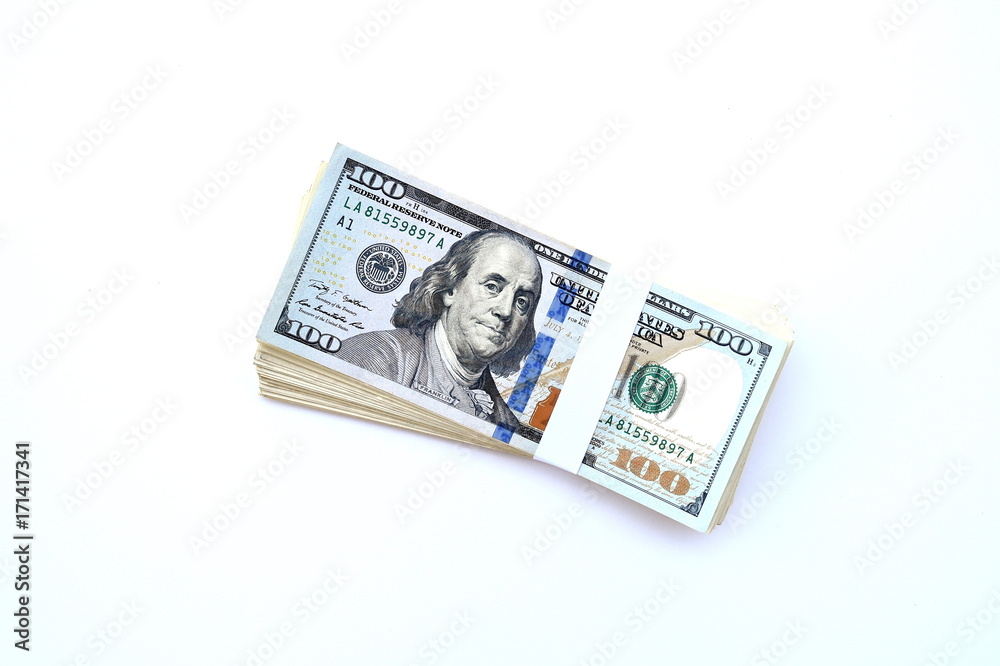 Banknote on hand isolated on white background Banknote on hand isolated on white background