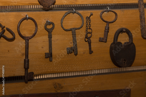 Old iron keys and a lock